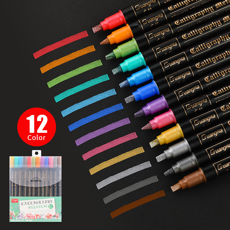 Album DIY Black Cardboard Flat Head Art Marker Pearlescent Water-Based Paint Fire Paint Seal Metal M