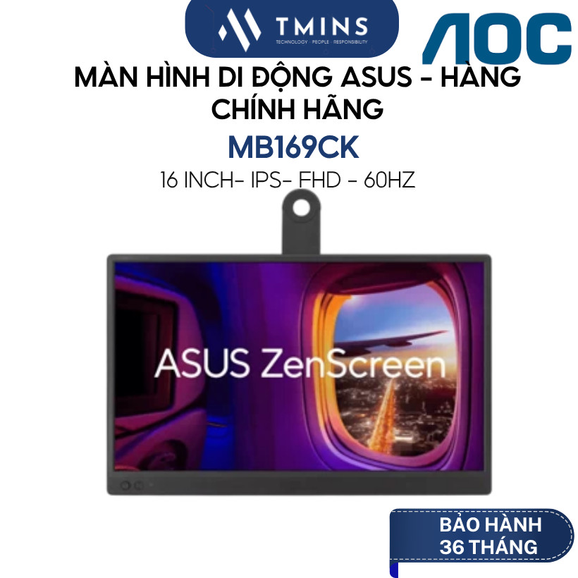 Màn hình di động USB ASUS ZenScreen MB169CK - 16 inch, FullHD, IPS, Type-C, lọc ánh sáng xanh