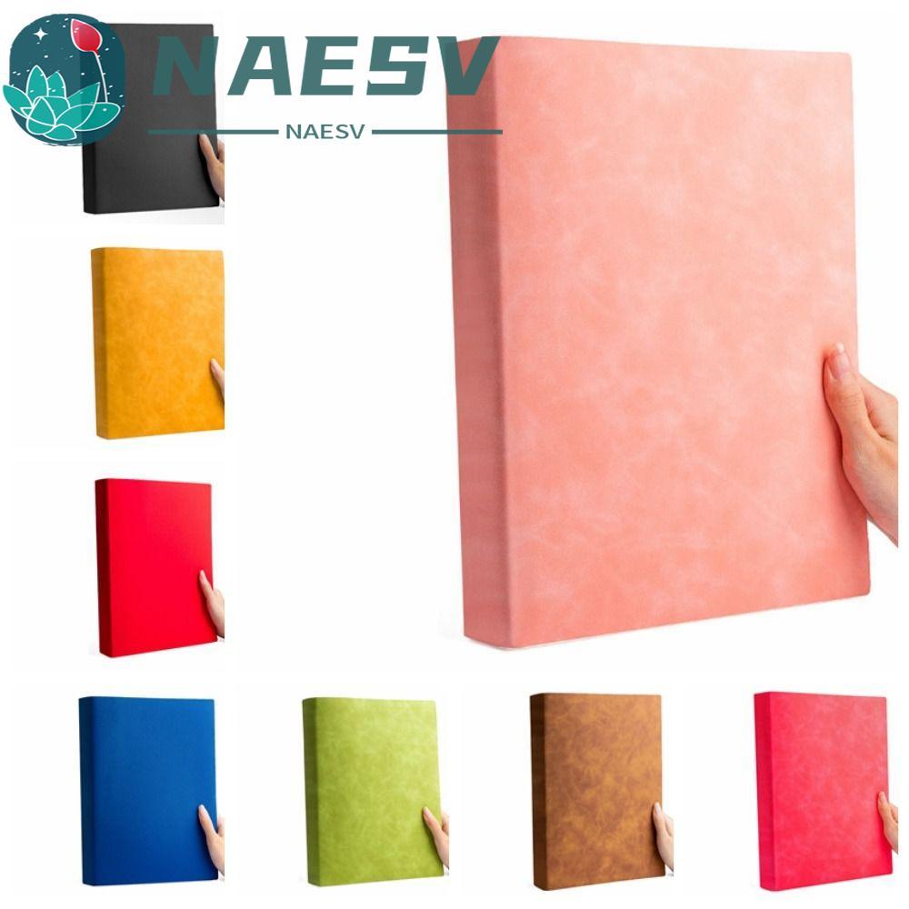 Sổ tay dày NAESV A4, 200 trang PU Cover Sổ tay lớn, Cuộc họp A4 Notepad Dòng ngang Dòng lớn / Nhật k