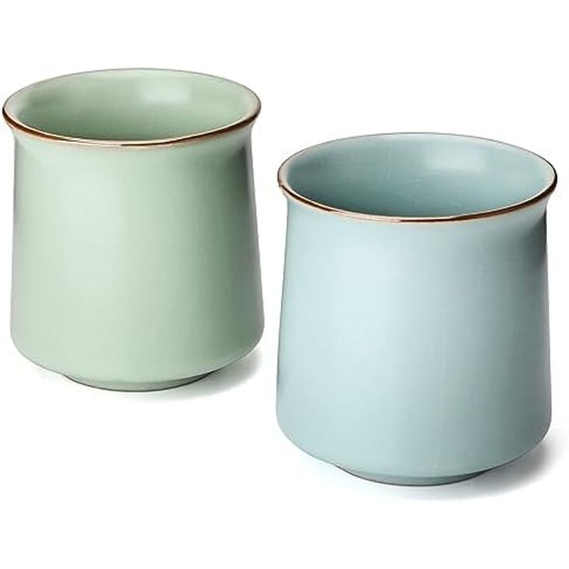 Ceramic Tea Cup Set of 2 Japanese Style Tea Cups Yerba Mate Cup No Handle Chinese KungFu Tea cups (S