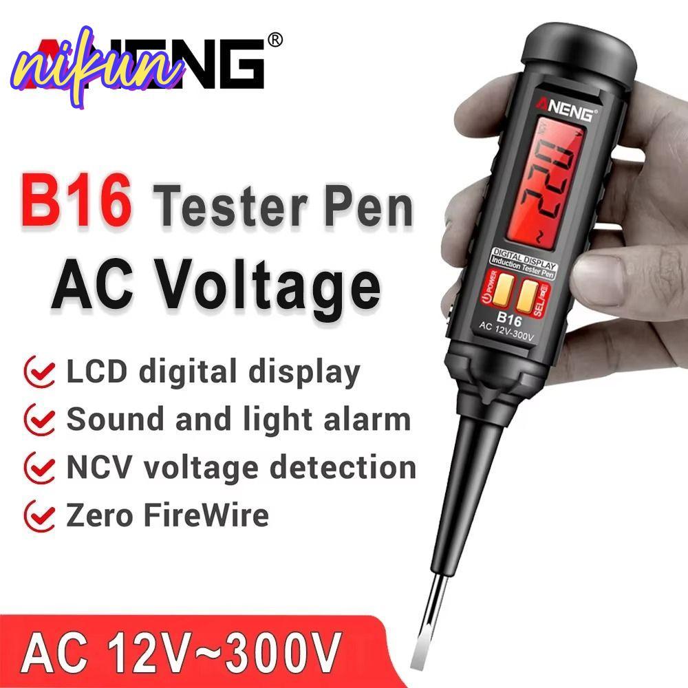 Bút kiểm tra điện áp NIKUN, Máy dò điện áp báo động rung cảm biến thông minh, ANENG B16 12V-300V Bút