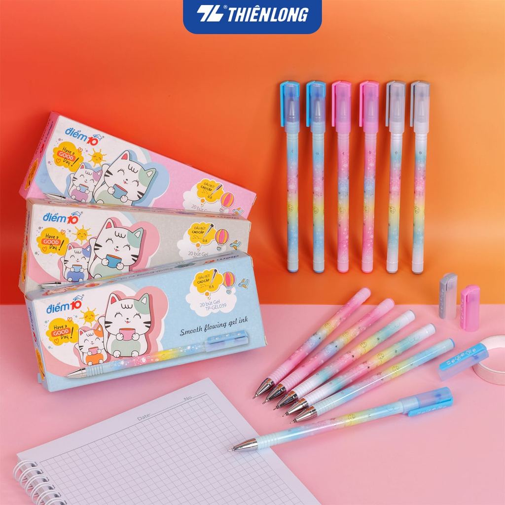 Combo 3 Bút gel Smooth Flowing Gel Ink Thiên Long Điểm 10 TP-GEL039