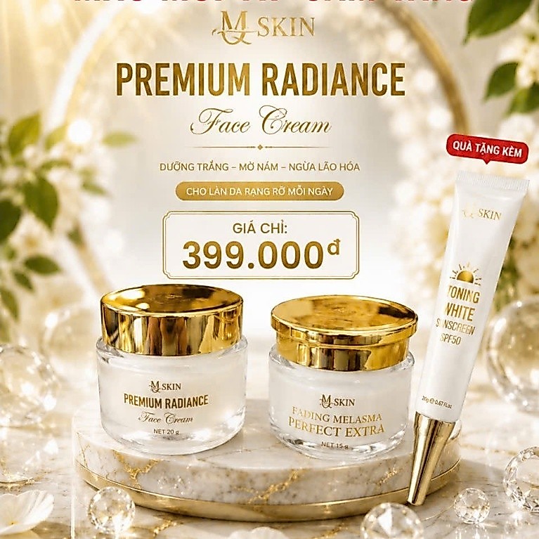 [MẪU MỚI NÂNG CẤP VIP] MQ Skin Sâm Vàng 3 món Kem face 20g, Cao nám 15g,  Chống nắng 10ml