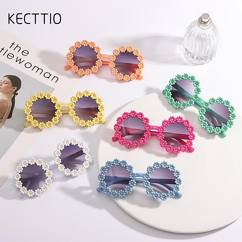 KECTTIO Kids Daisy Sunglasses Girls Party Novel Disco Round Frame