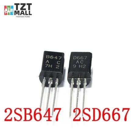 ◎TƯỜNG TZT◎ Mới 100 Cái = 50 Cặp 2SB647 2SD667 TO-92L (50 Cái B647 + 50 Cái D67) TO92L 1A / 120V Bón