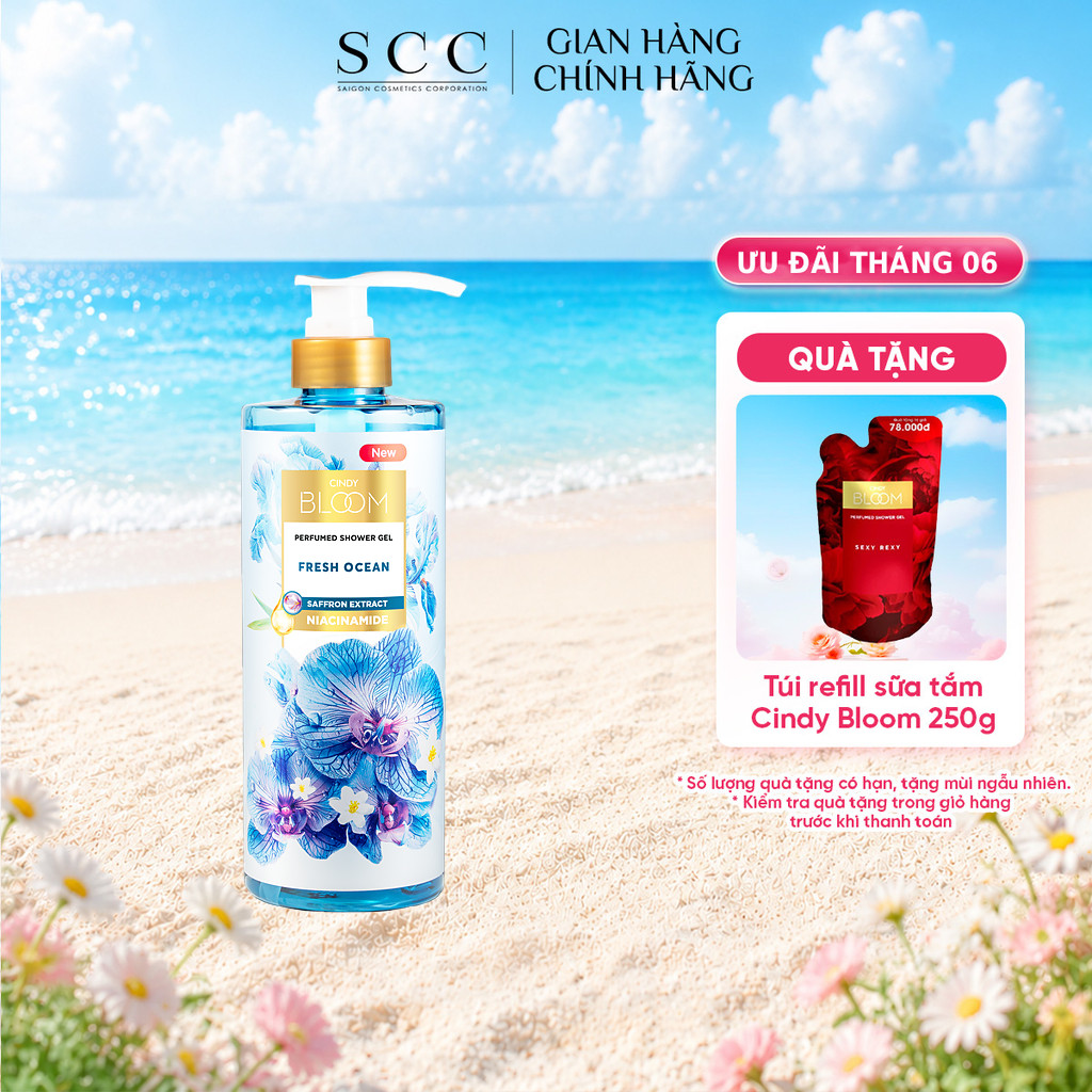 Sữa Tắm Nước Hoa CINDY BLOOM Fresh Ocean Hương Năng Động Trẻ Trung 640g