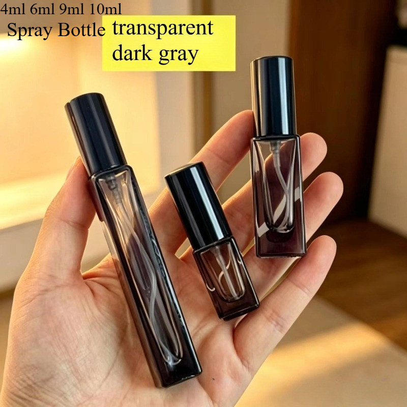 4/6/9/10m Perfume Spray Bottle Empty Dark Gray Glass Travel Cosmetic Bottle Sample Vials Refillable