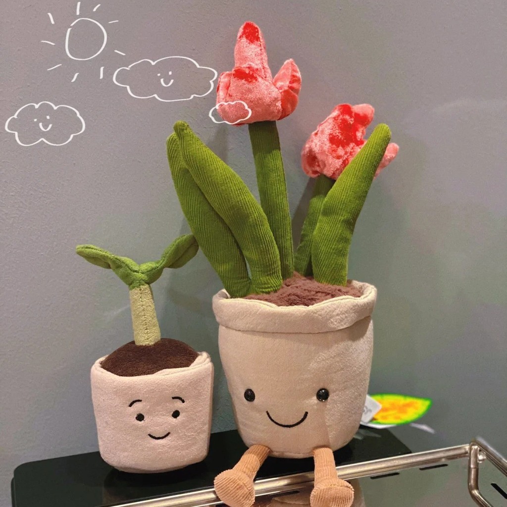QESR Artificial Tulip Bouquet, Fun Daffodil Doll, Green Plant Potted Plant, Plush Toy Bouquet, Doll,