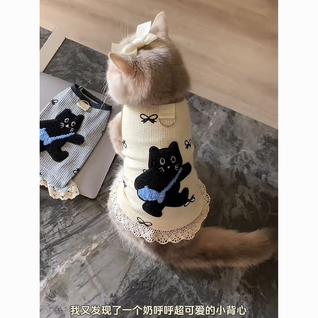 Ins Mèo Quần Áo Vest Vàng Gradient Muppet Mèo Chó Nhỏ