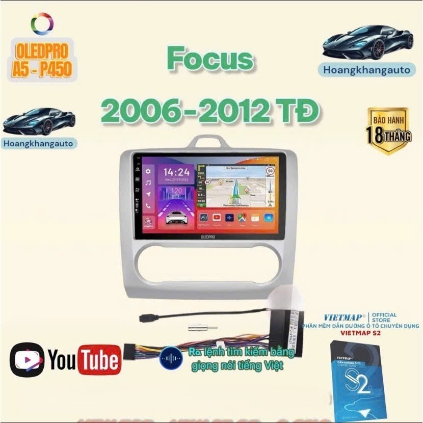 Combo  Màn hình Android OLEDPRO A5  Theo Xe FOCUS 2006 - 2012, 9 inch ĐIỀU HOÀ TỰ ĐỘNG