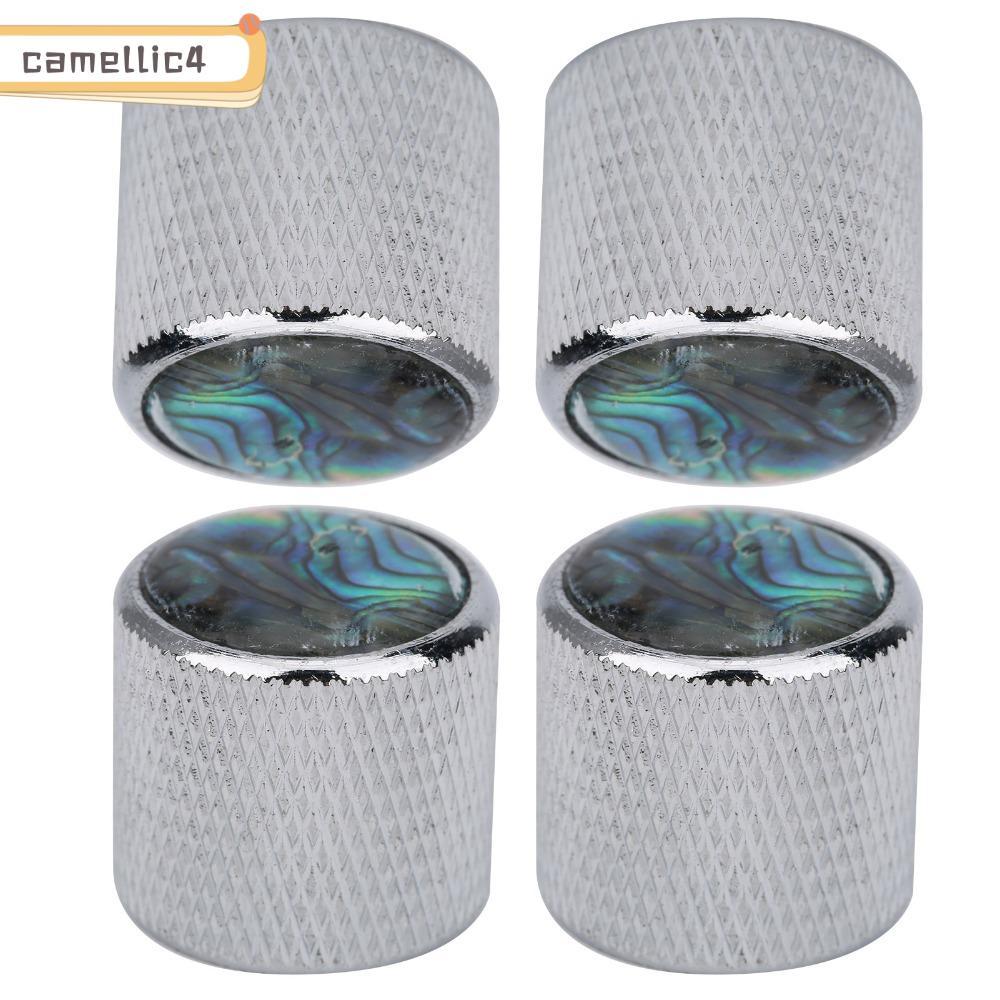 ICAMELLI 4 Núm Bass Điện, Kim Loại + Vỏ Thật Bạc / Đồng Âm Guitar Dome Núm, Thời Trang Abalone Inlay