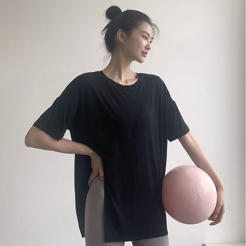 2-300斤夏季显瘦运动罩衫女外穿运动T恤短袖宽松及臀跑步健身上衣Oversized women's clothing weighing 300 pounds, yoga clothes, T-shi