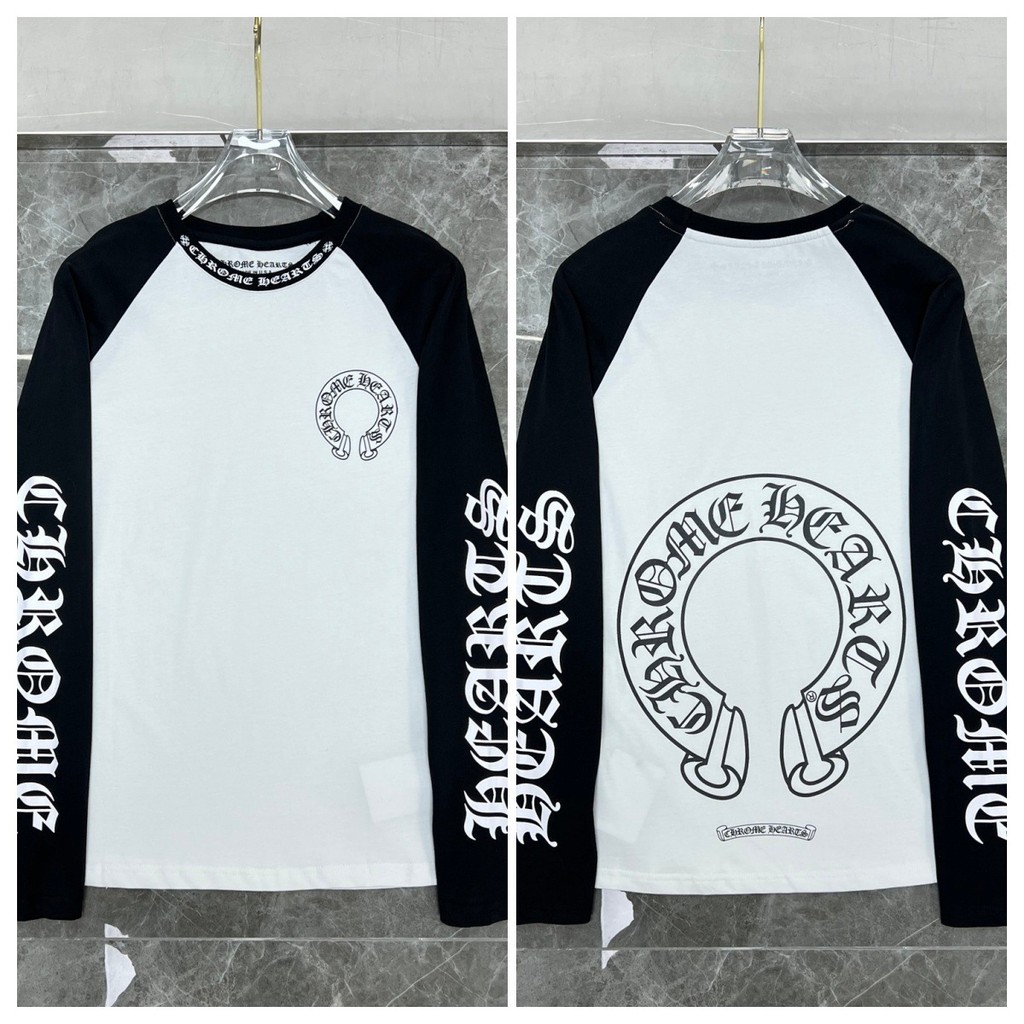 PGFY 2025New model Crow CH Patchwork Series Black and White Large Horseshoe Color-Block Long Sleeve 