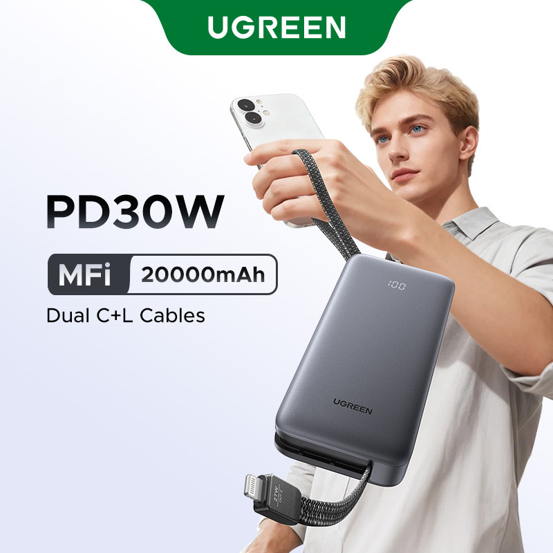 Cáp tích hợp UGREEN 20000mAh 30W USB-C * 2 Sạc nhanh có thể sạc kép Tương thích với iPhone 17 Seies | BigBuy360 - bigbuy360.vn