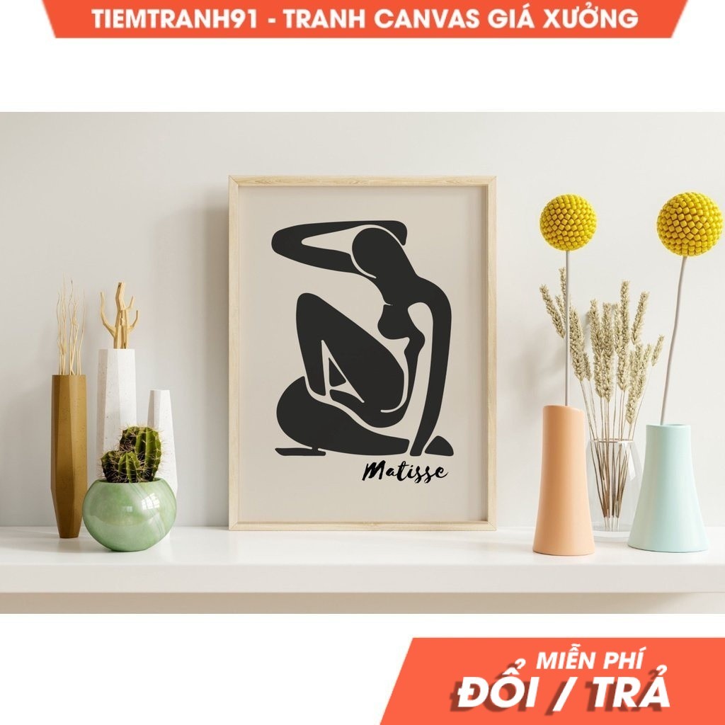 Tranh treo tường Black and Beige Wall Art, Neutral Wall Art, Gallery Wall Art, Matisse Art, Minimali