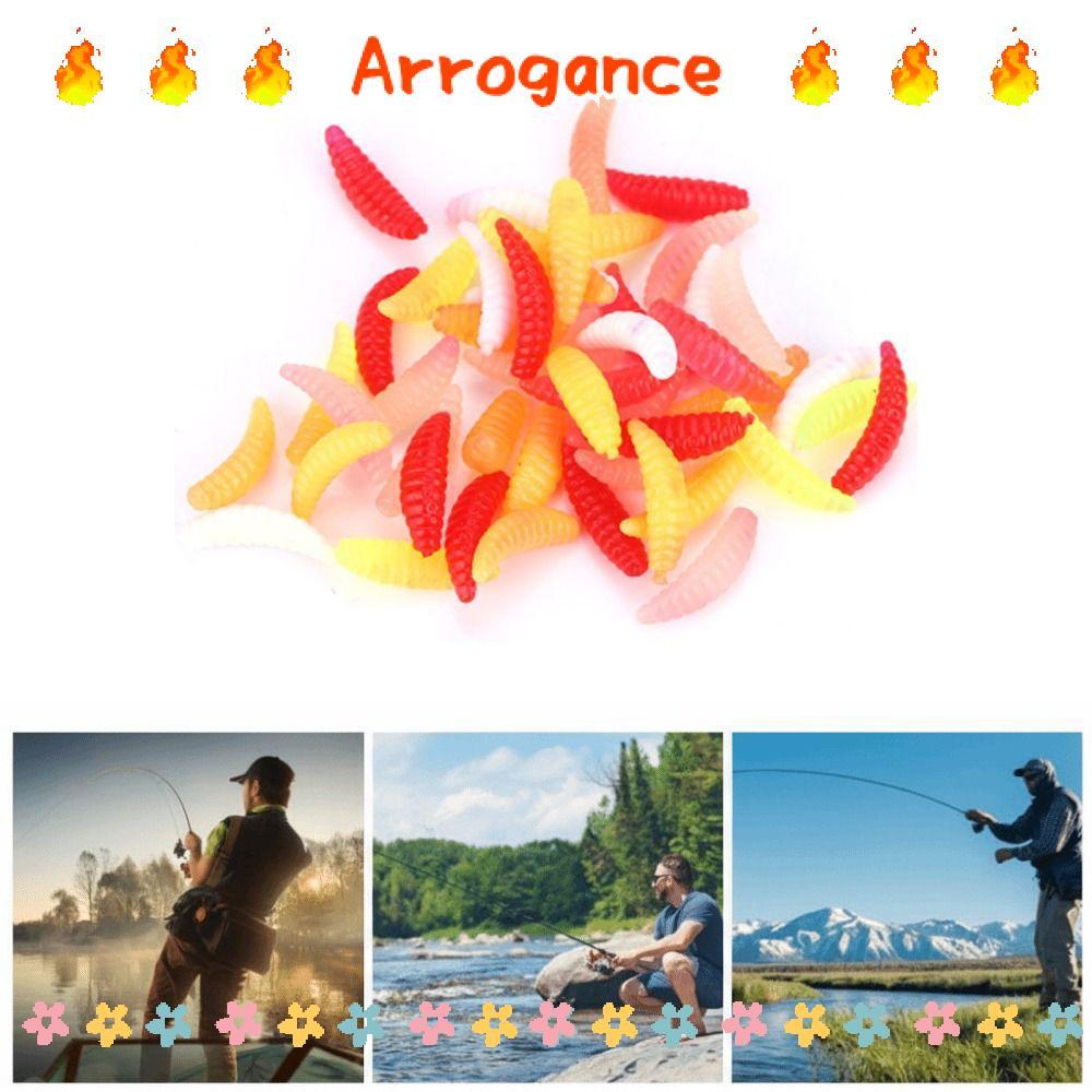 ARROGANCED 200 CHIẾC Giun Mồi Ấu Trùng, Mềm Mại Màu Sắc Hỗn Hợp Giun Mồi Câu Cá, Silicone Bền 2cm Gi