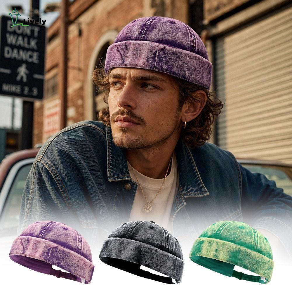 LIVELY Vành Docker Cap, Có Thể Điều Chỉnh Thường Ngày Beanie Street Hat, Thời Trang Hip Hop Màu Trơn