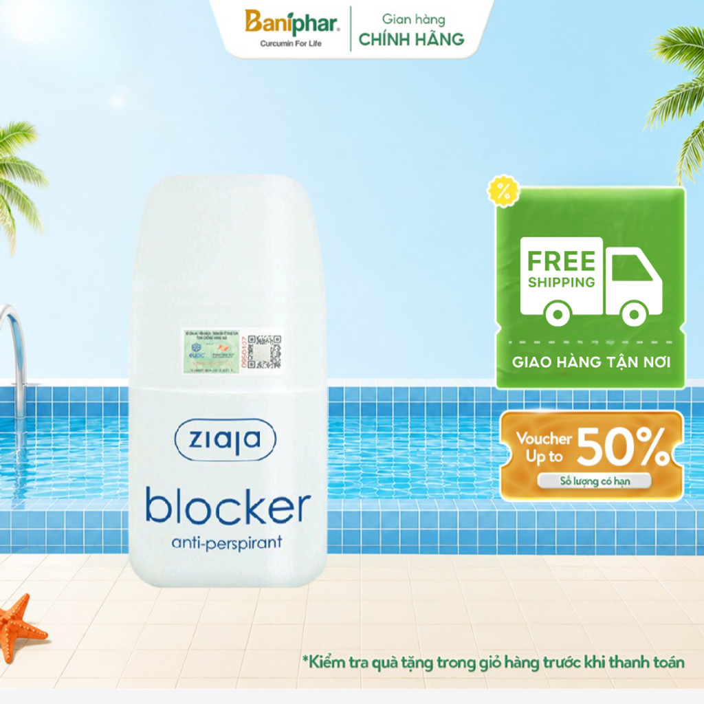 Lăn Khử Mùi Kiểm Soát Mồ Hôi Ziaja Blocker Anti Perspirant Hiệu Quả Vùng Nách 60ml