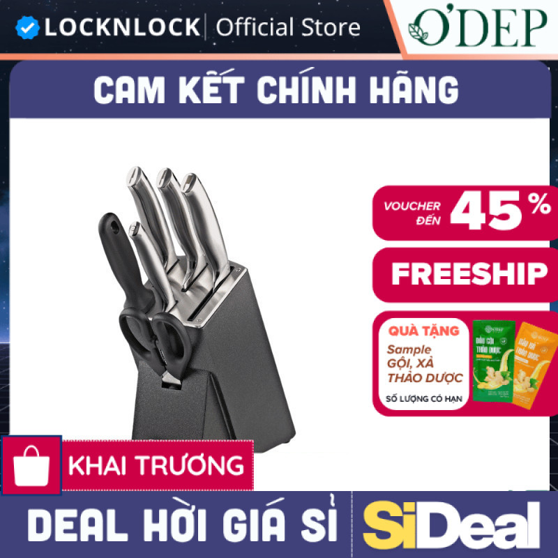 Bộ dao 7 món LocknLock bằng thép không gỉ cao cấp - Đen CKK301 - SIDEAL SIL
