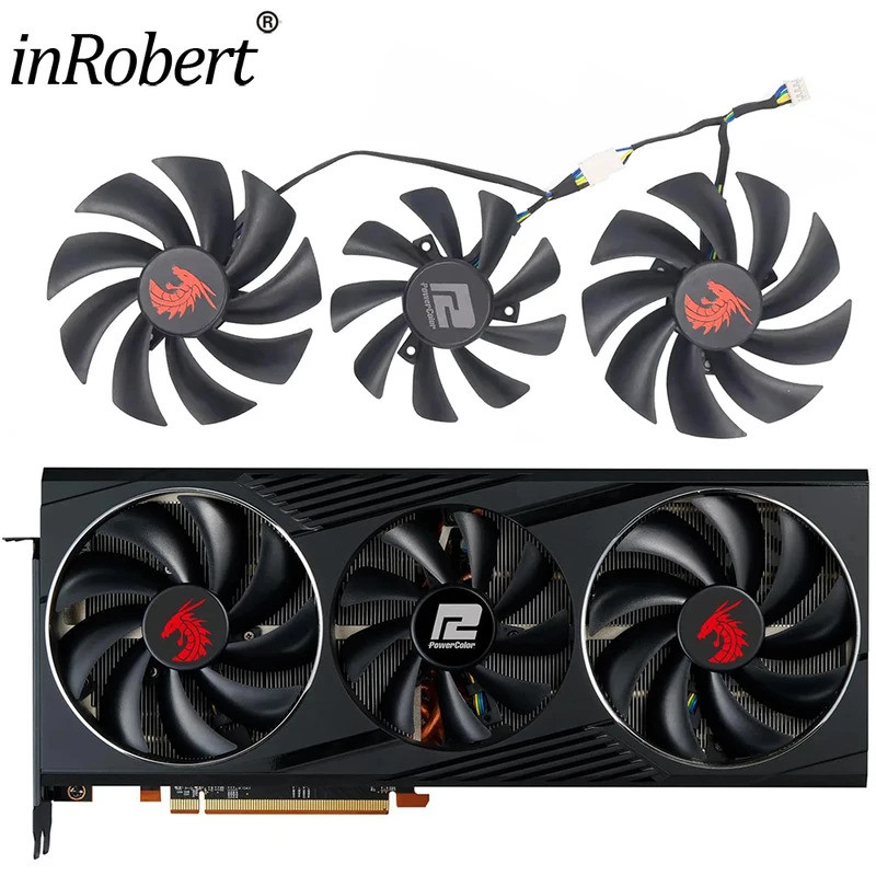 IRX6800 Card Video Quạt Làm Mát Cho PowerColor RX 6800 RX6800 XT ĐỎ DRAGON Card Đồ Họa Nhà Ở Có Đèn 