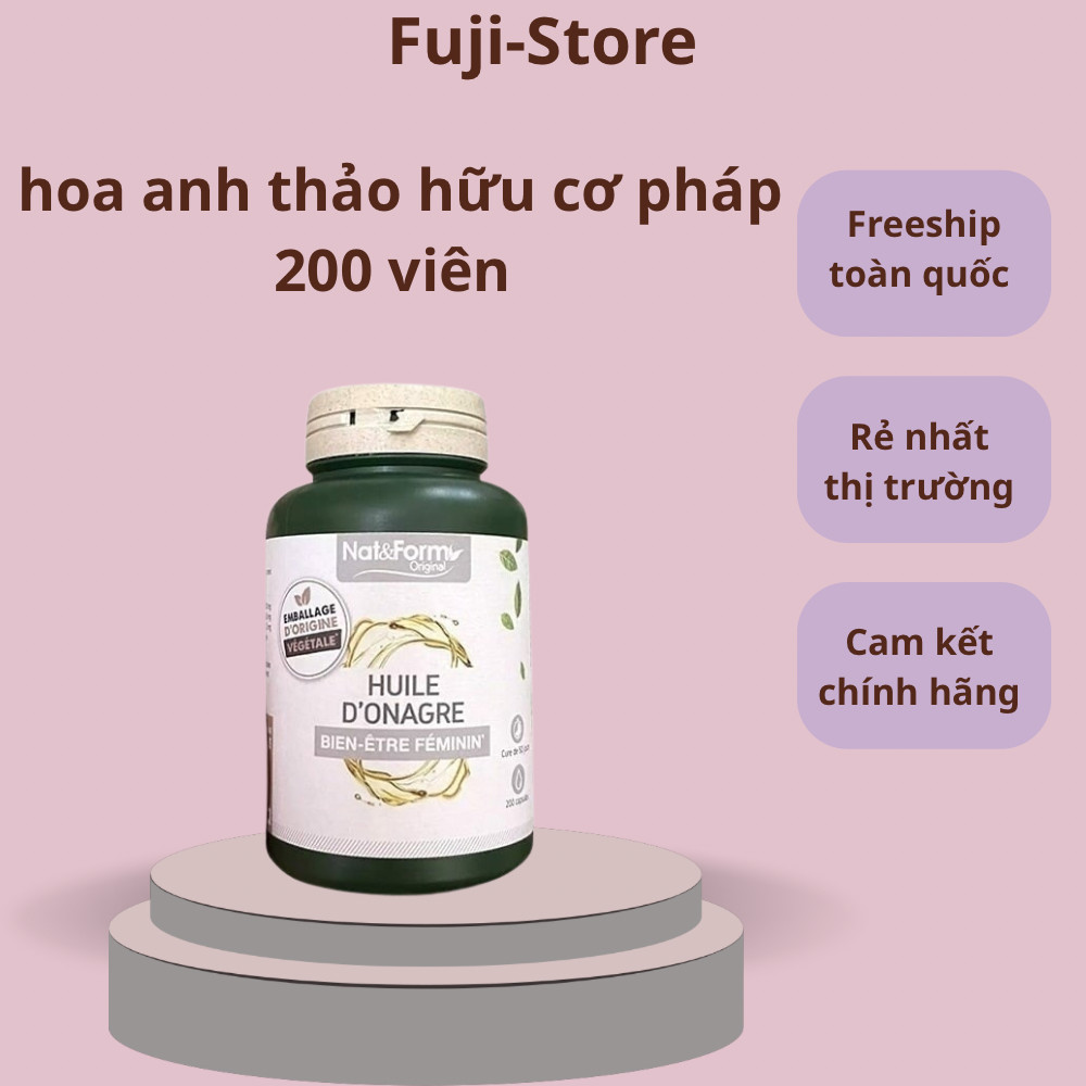 Hoa Anh Thảo Hữu Cơ Pháp Nat Form Huile Onagre 1500mg Lọ 200 Viên