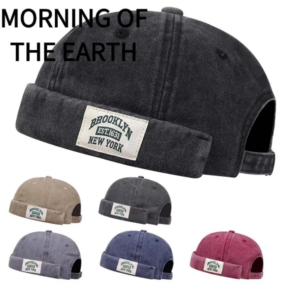 MORNING OF THE Melon Skin Hat, Dome Solid Color Docker Cap, Retro Có Thể Điều Chỉnh Hip Hop Washed D