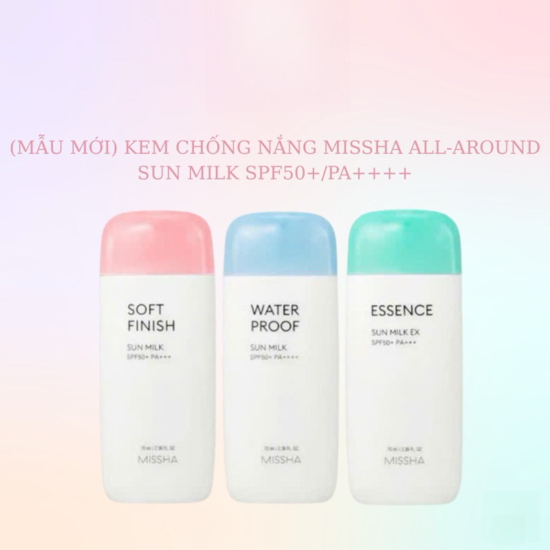 Kem Chống Nắng Missha Soft finish - Velvet finish Waterproof sun milk Essence sun milk All - Around 