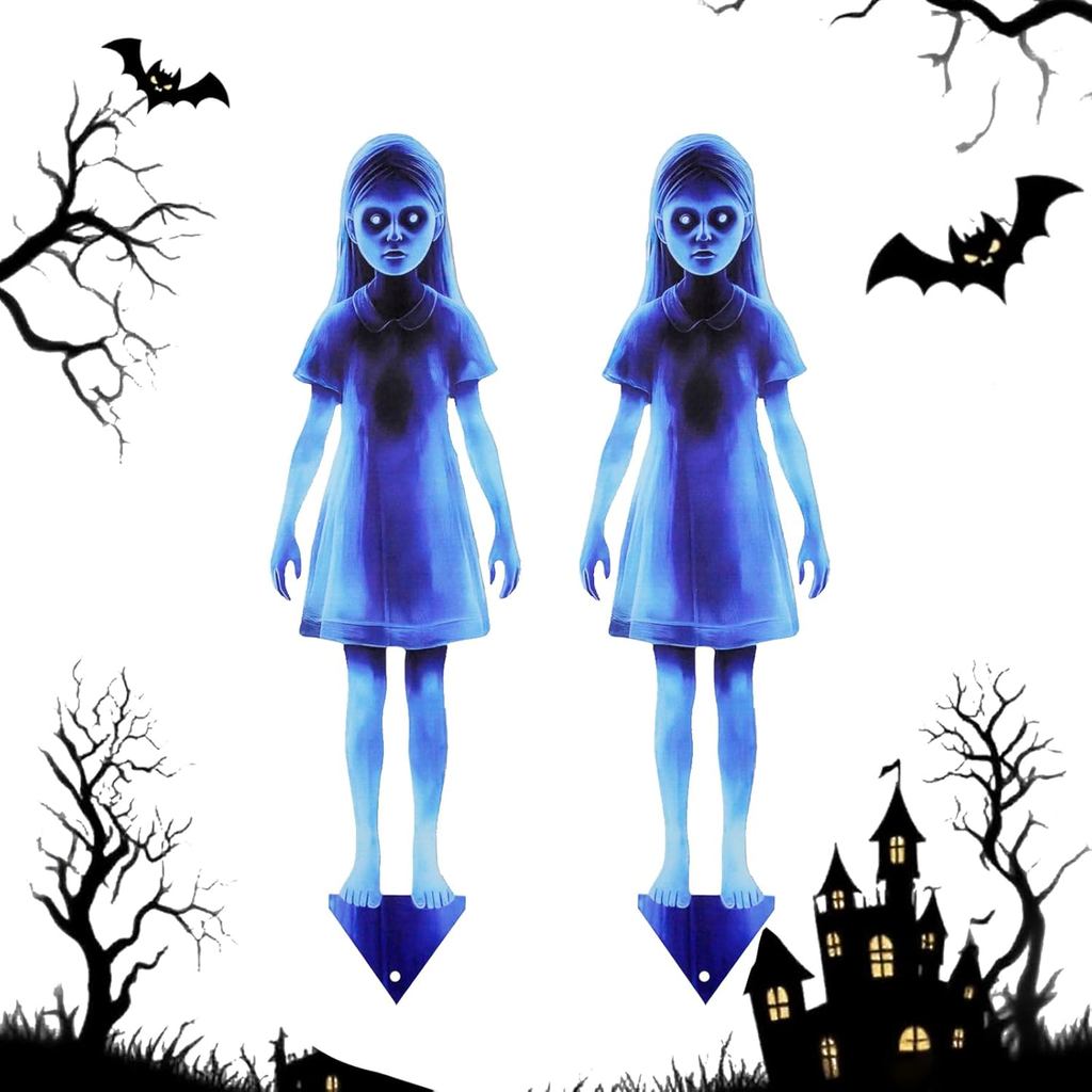 Trang trí sân trong ma cô gái đáng sợ cho Halloween ngoài trời, 2 chiếc Ma quái Halloween Ghost Twin