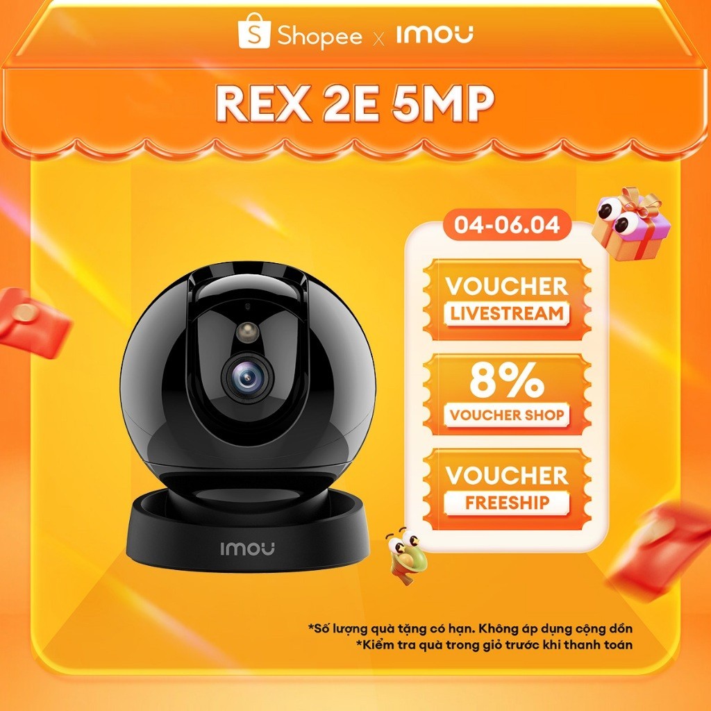 Camera Wifi trong nhà Imou Rex 2E I 3MP/5MP | IPC-GK2DP-5C0WE I Tua theo điểm | Phát hiện chuyển độn