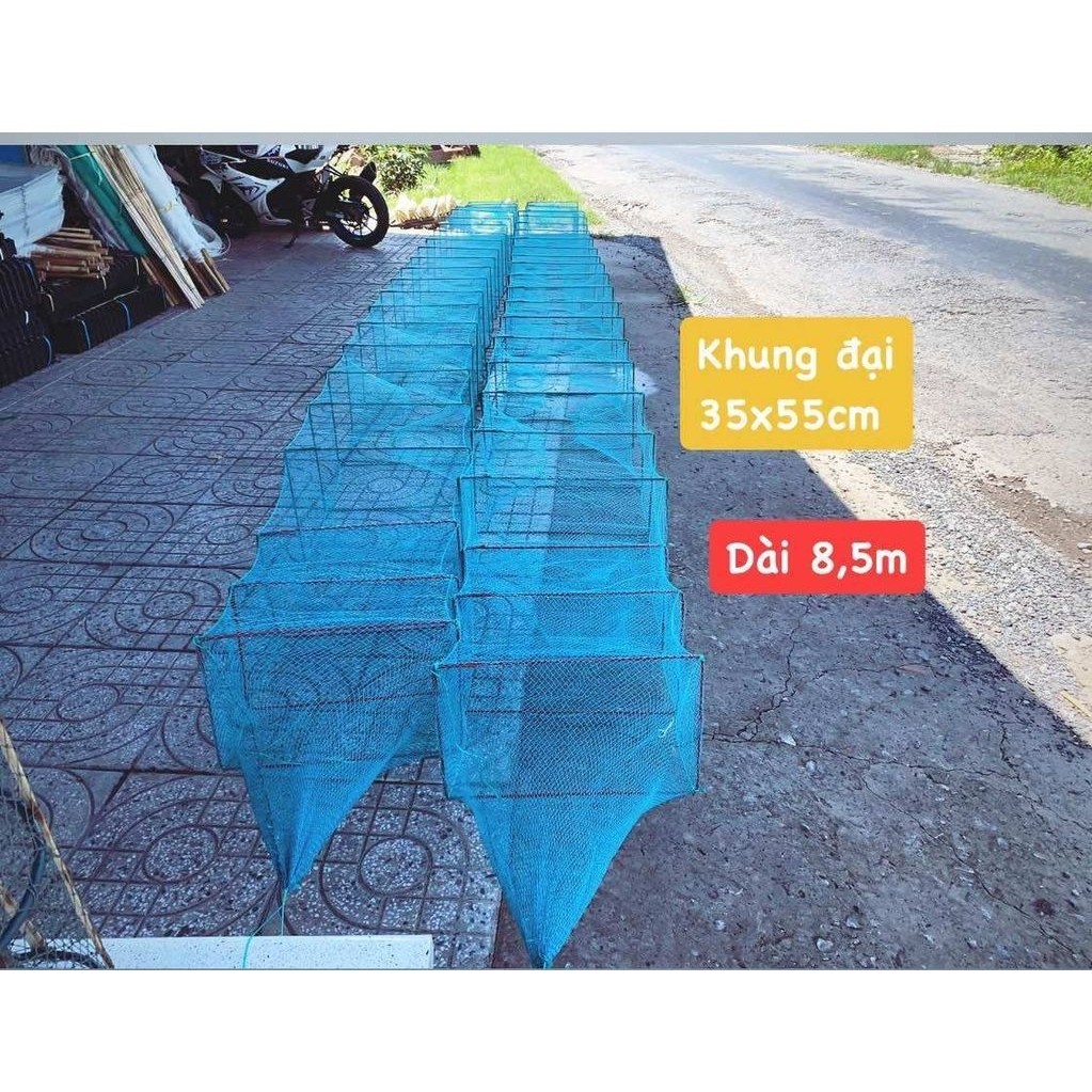 Lú 18 cửa ngục, Lú dây, lú bát quái - dài 8m - 22 khung kẻm 35x 55cm - mắt lưới 1,5p (0,7cm vuông)