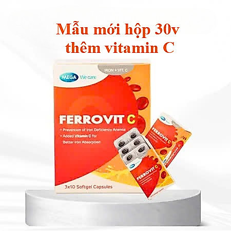Viên uống bổ sung sắt và acid folic Ferrovit C - hộp 30 viên - cho thai kì khoẻ mạnh - sắt hữu cơ