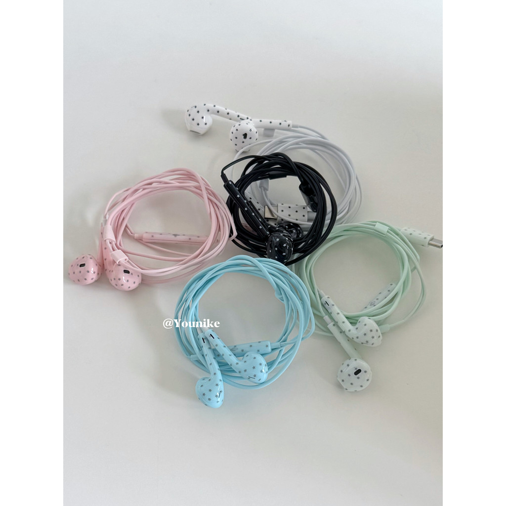 Tai nghe có dây phong cách Hàn Quốc cổ đại In-Ear Mint Green Star type-c Giao…