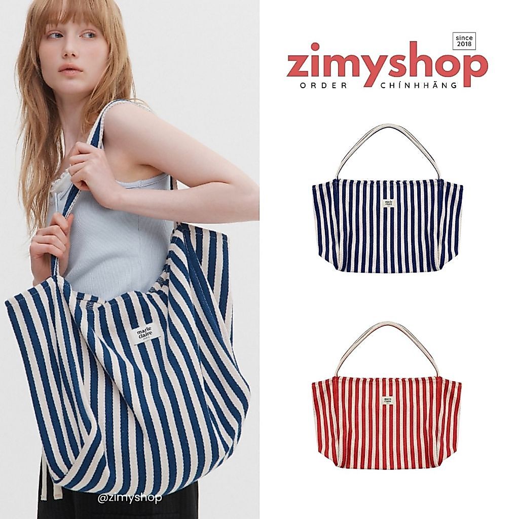 CHÍNH HÃNG TÚI KẺ STRIPED SHOPPER BAG MARIE CLAIRE HÀN QUỐC