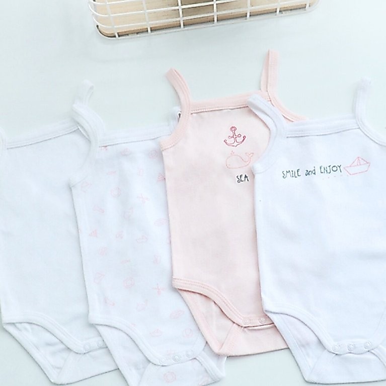 March-3 Tuổi Bé Sling Không Tay Jumpsuit Quần Áo Mùa Hè Cho Bé Nữ Trăm Ngày Sling Rom Liền Quần Mỏng