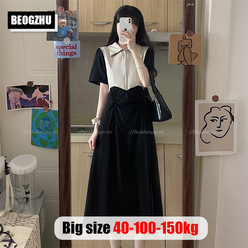 Đầm Dáng Dài BEOGZHU Bigsize Đầm PoLo Tay Ngắn Kiểu Hàn Quốc Mùa Hè Váy Thời Trang Đẹp Cho Nữ