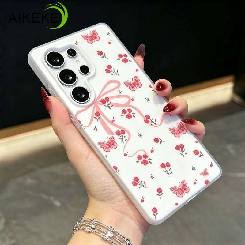 Ốp Điện Thoại Màu Kẹo Bướm ins Phong Cách Hoa Hồng Cho Samsung Galaxy S22 S24 Plus Ultra FE M12 F12 
