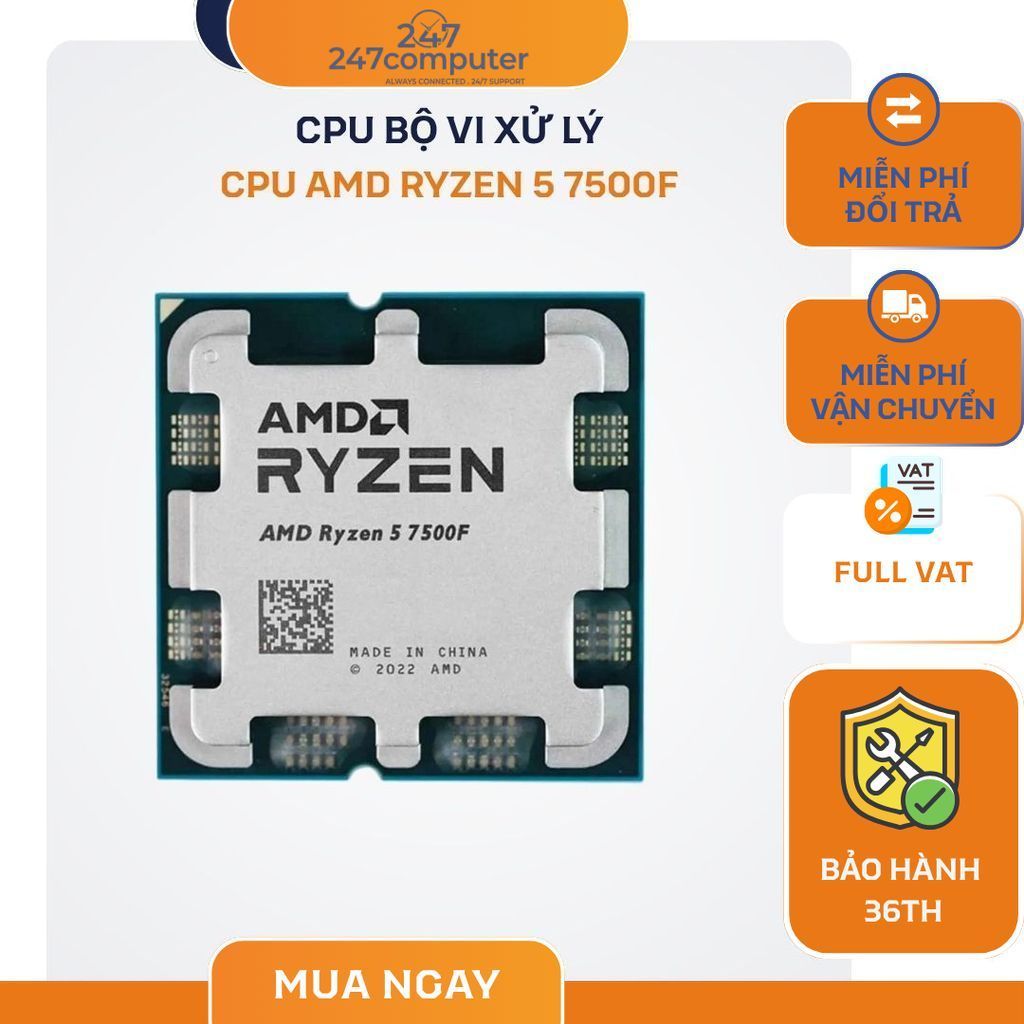 (Full Vat )Chip Vi xử lí lý Cpu Amd Ryzen 5 7500f Tray new