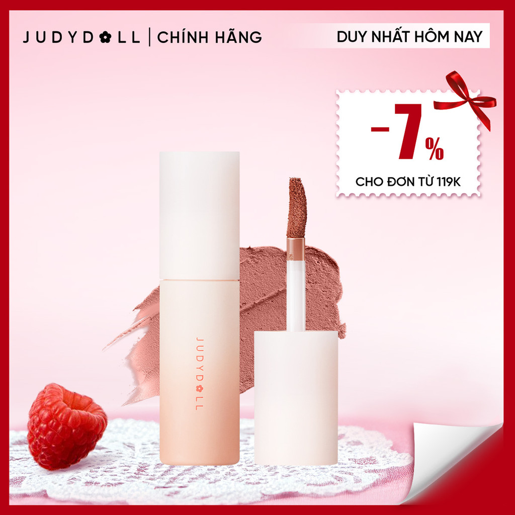 JUDYDOLL Son kem bùn Lip Mud Mịn lì Lâu trôi Che phủ vân môi Không dính cốc 3,3 g