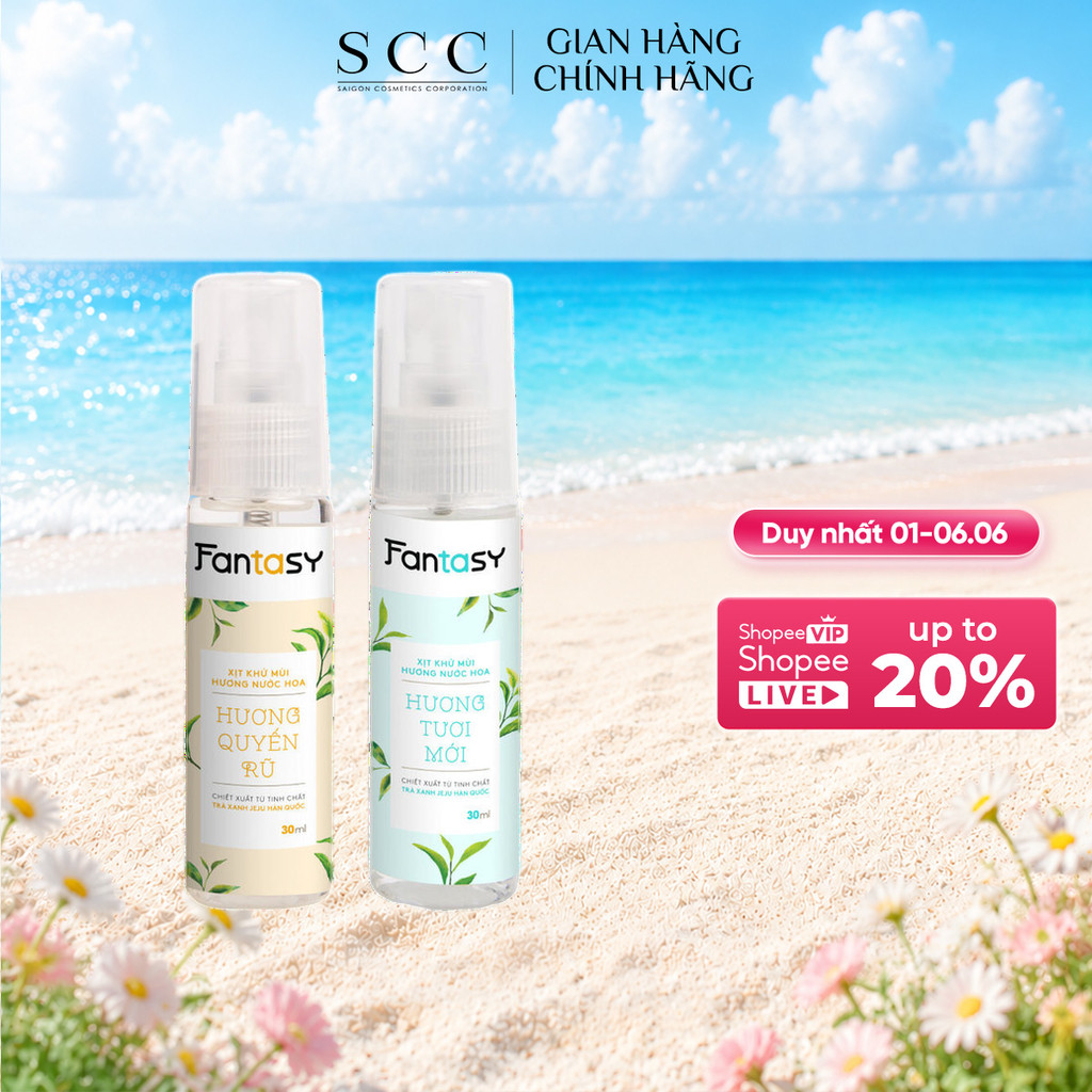 Combo 2 Xịt Khử Mùi Hương Nước Hoa FANTASY Giúp Da Sáng Mịn, Mờ Thâm 30ml/chai