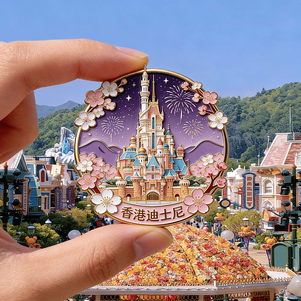 [Hong Kong Disneyland] Nhãn dán tủ lạnh từ tính bằng kim loại sáng tạo văn hóa du lịch Hàng hóa lưu 