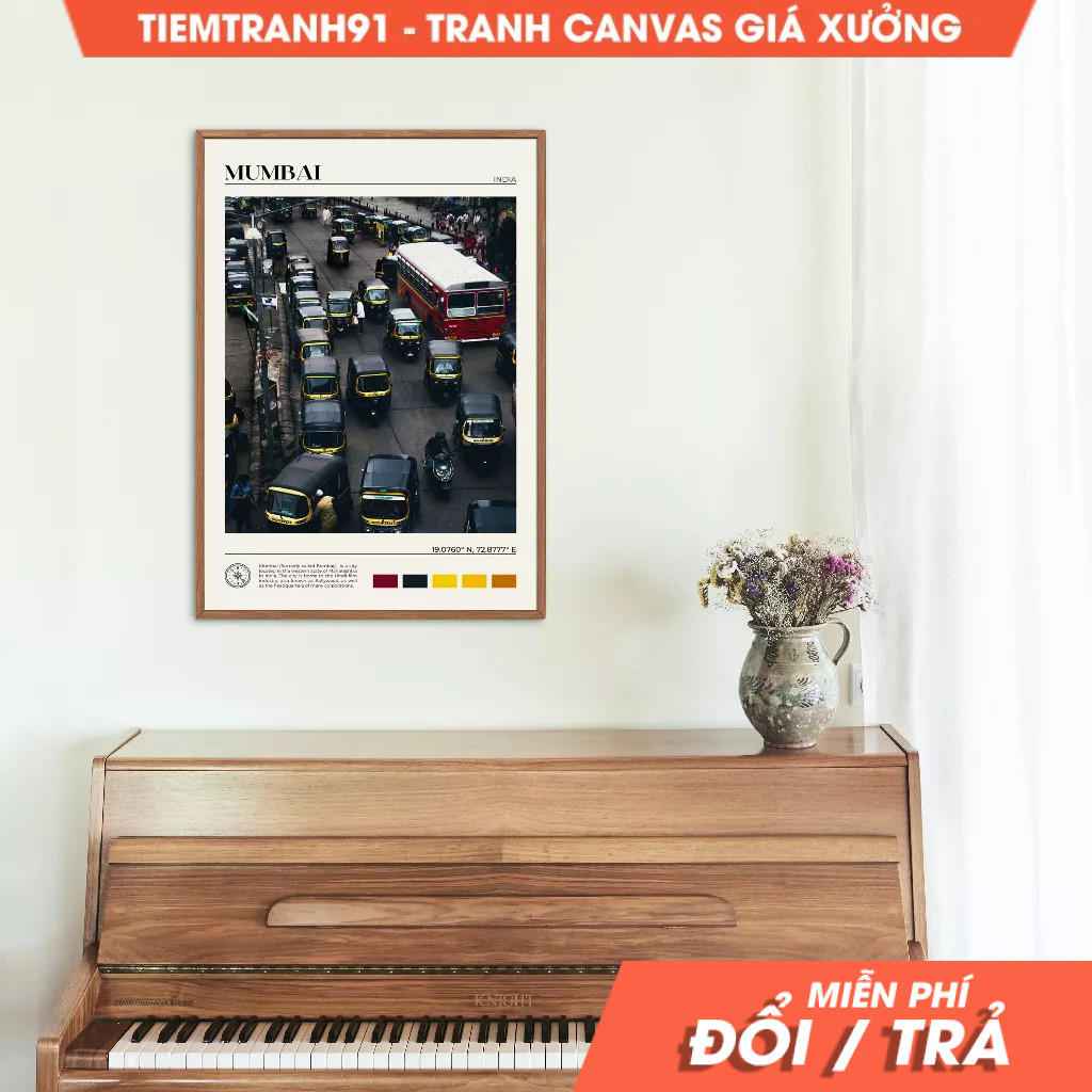 Tranh treo tường, Oil Paint, Mumbai Wall Art, Mumbai Poster, Mumbai Photo, Mumbai Wall Decor, India 