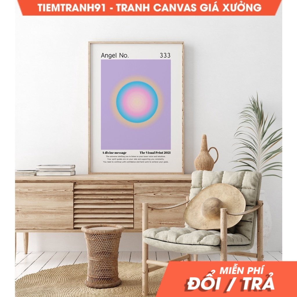 Tranh treo tường Angel Numbers Set 333 Poster Wall Art,Gradient aura angel energy, Spiritual Manifes