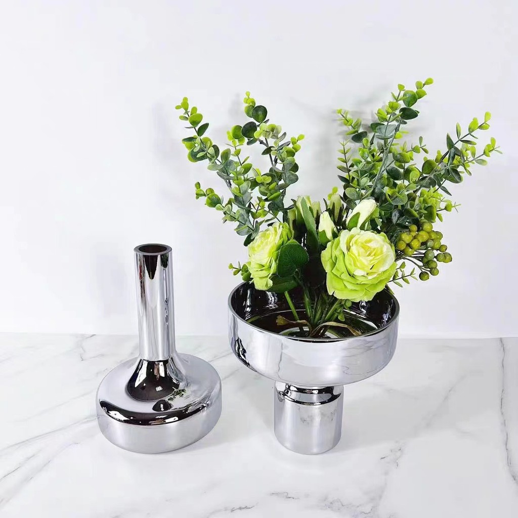 European-style creative silver glass flower vase decoration for model homes, wine cabinets, bedrooms