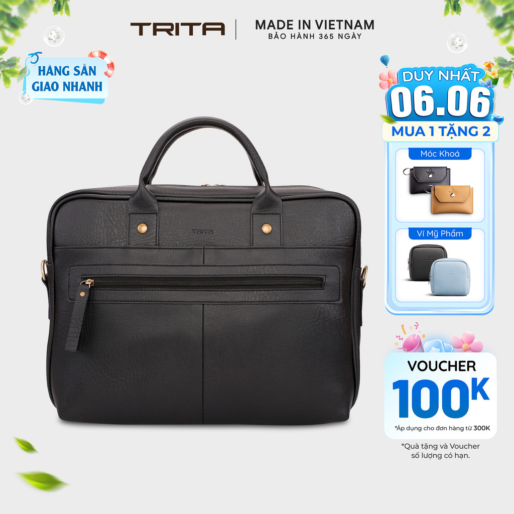 Cặp công sở Trita (Thời trang nam cao cấp đựng vừa laptop 14.6 inch - Cặp da TCA2) Bagsmart
