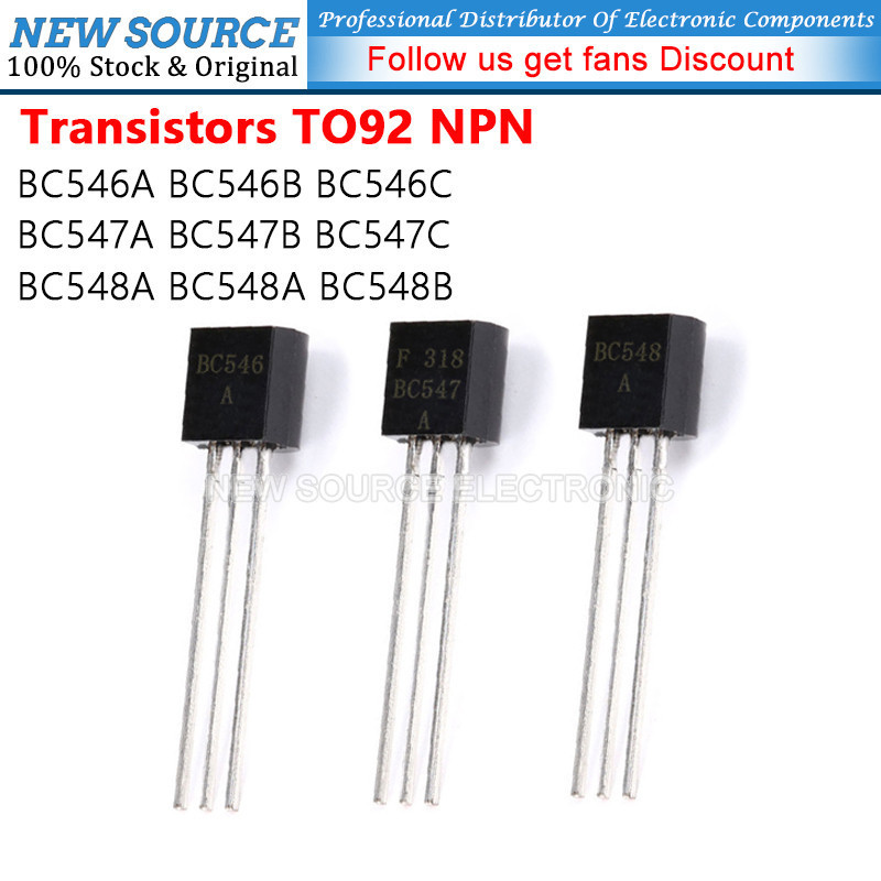 [10 Cái] Transistor TO92 NPN BC546A BC546B BC546C BC547A BC547B BC547C BC548A BC548A BC548A BC548B