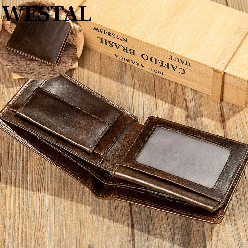 Ví nam WESTAL RFID Ví sang trọng dành cho nam Thiết kế Ví Ví đựng tiền xu Ví đựng thẻ tín dụng Ví đự