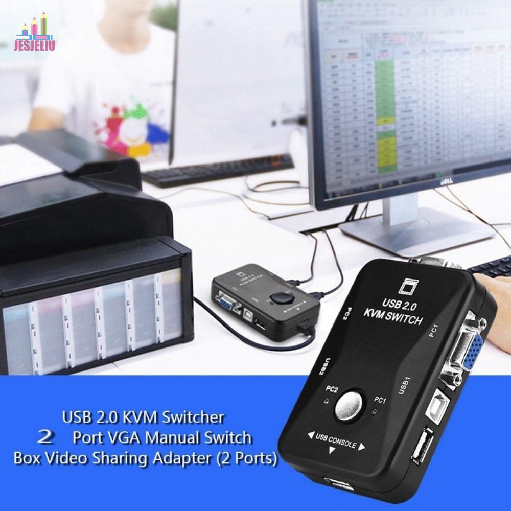 JESJELIU 2 Cổng VGA KVM Switch, Bộ Chuyển Đổi 2 Trong 1 USB 2.0 KVM Switch Splitter, Phím Chuột Chia