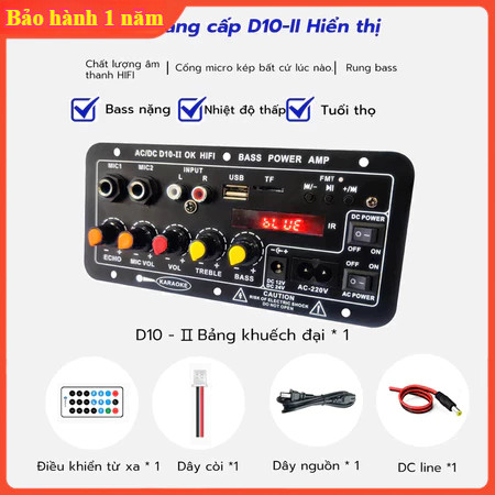 【COD】Mạch loa D10 Bluetooth 5.0 hát Karaoke công suất lớn 120w, 12V/24V/220V lắp loa kéo (bao gồm đầ