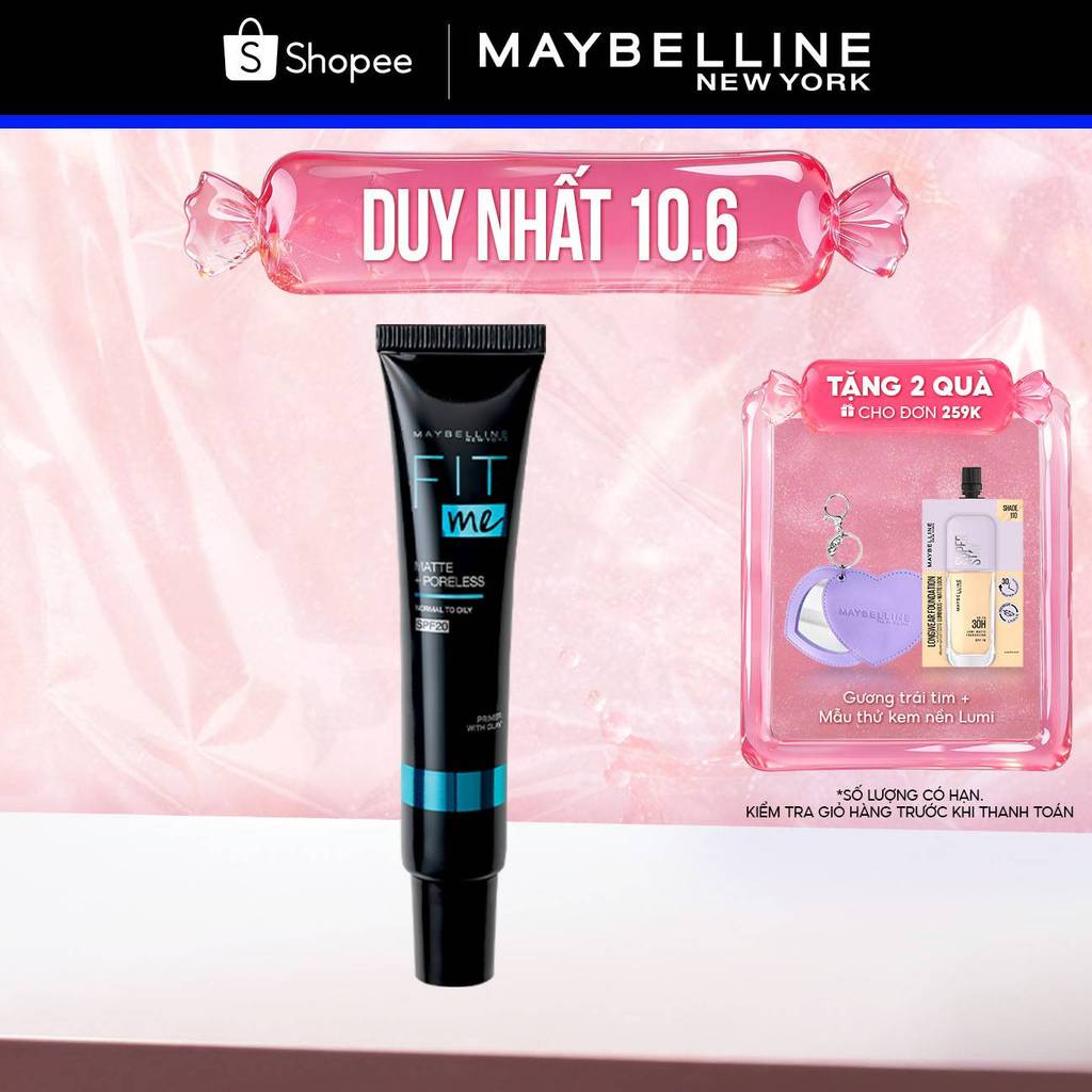 Kem Lót Kiềm Dầu Ngăn Xuống Tông SPF 20 Fit Me Primer Matte+Poreless Maybelline New York 30ml