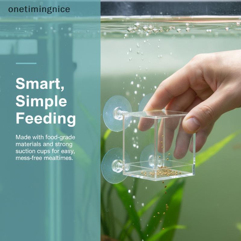 Onetimingnice 2025 Khay đựng cá mới: Khay đựng bát đĩa Acrylic có cốc hút để cho cá ăn dễ dàng. OTN